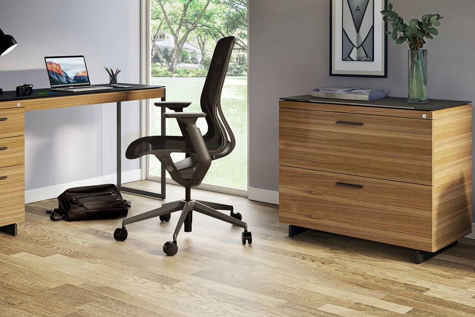 Sequel 20 6116 lateral file cabinet by BDI, with Sequel 20 Laptop Desk Composition