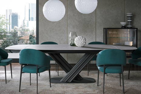 Sipario Extension Table with Astra Dining Chairs