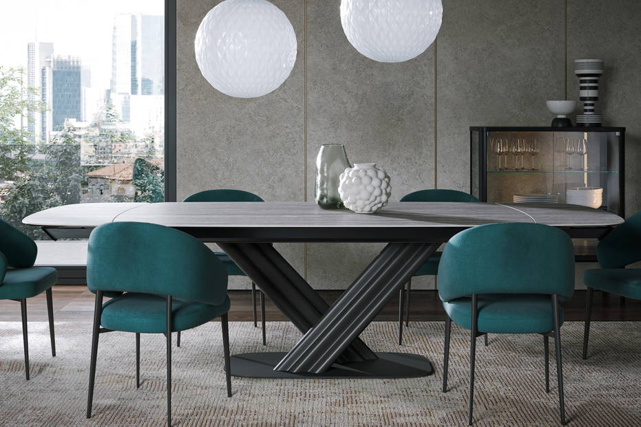 Sipario Extension Table with Astra Dining Chairs