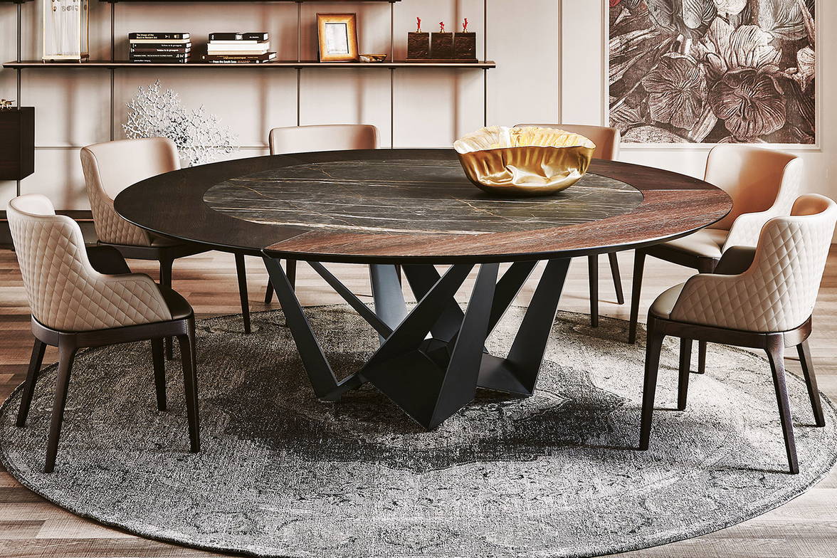 Skorpio Ker-Wood round dining table with Magda dining chairs Skorpio Ker-Wood round dining table with Magda dining chairs