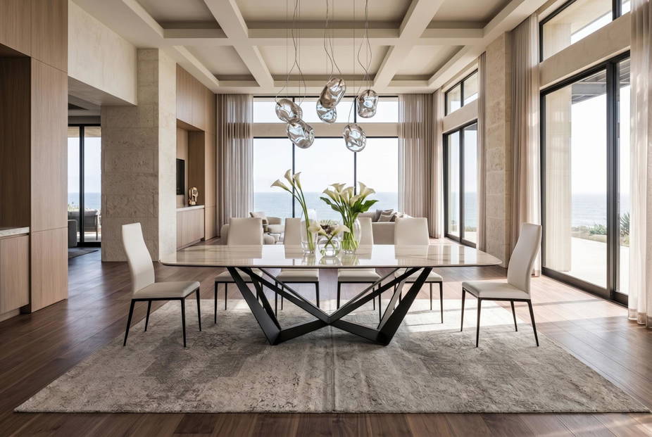 Skorpio Keramik Golden Calacatta Dining Table Quickship