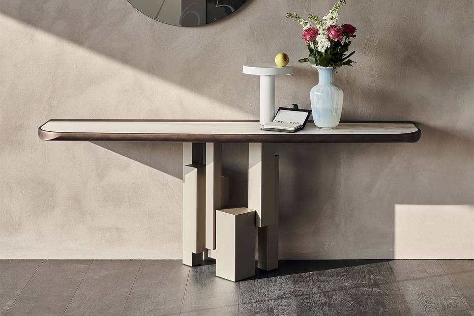 Skyline Keramik Premium console table (Calacatta ceramic top and titanium base)