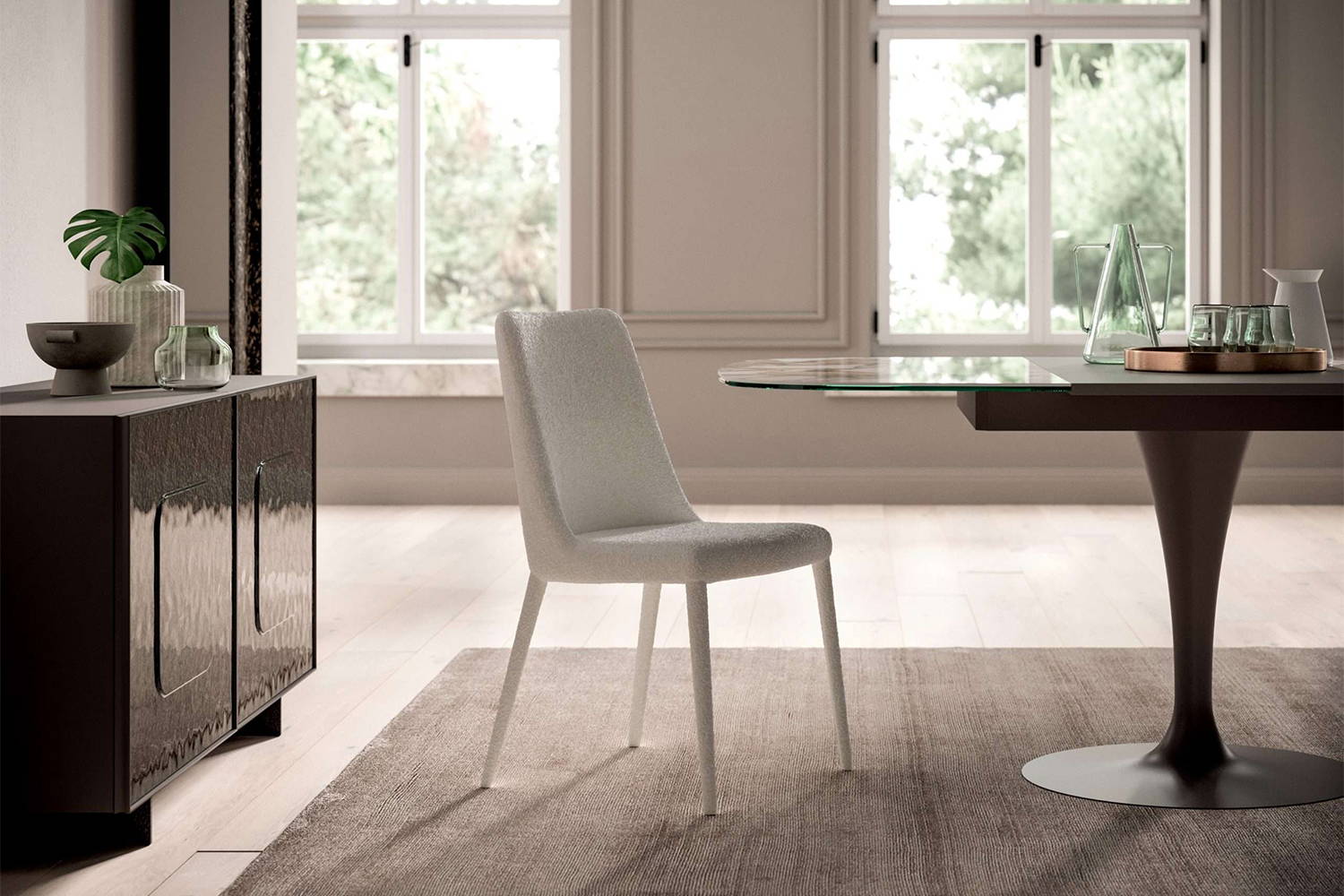 Sofia dining chair with Giulia Sideboard and Bravo Extension Kitchen Table 
