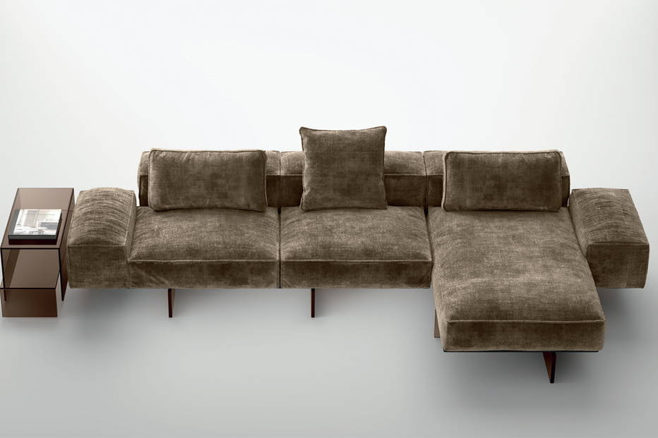 Soft Glass Sectional Sofa with Chaise from Tonelli