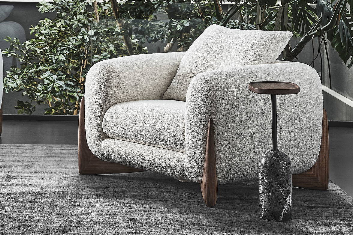 Softbay armchair with Ekero end table by Porada Softbay armchair with Ekero end table by Porada