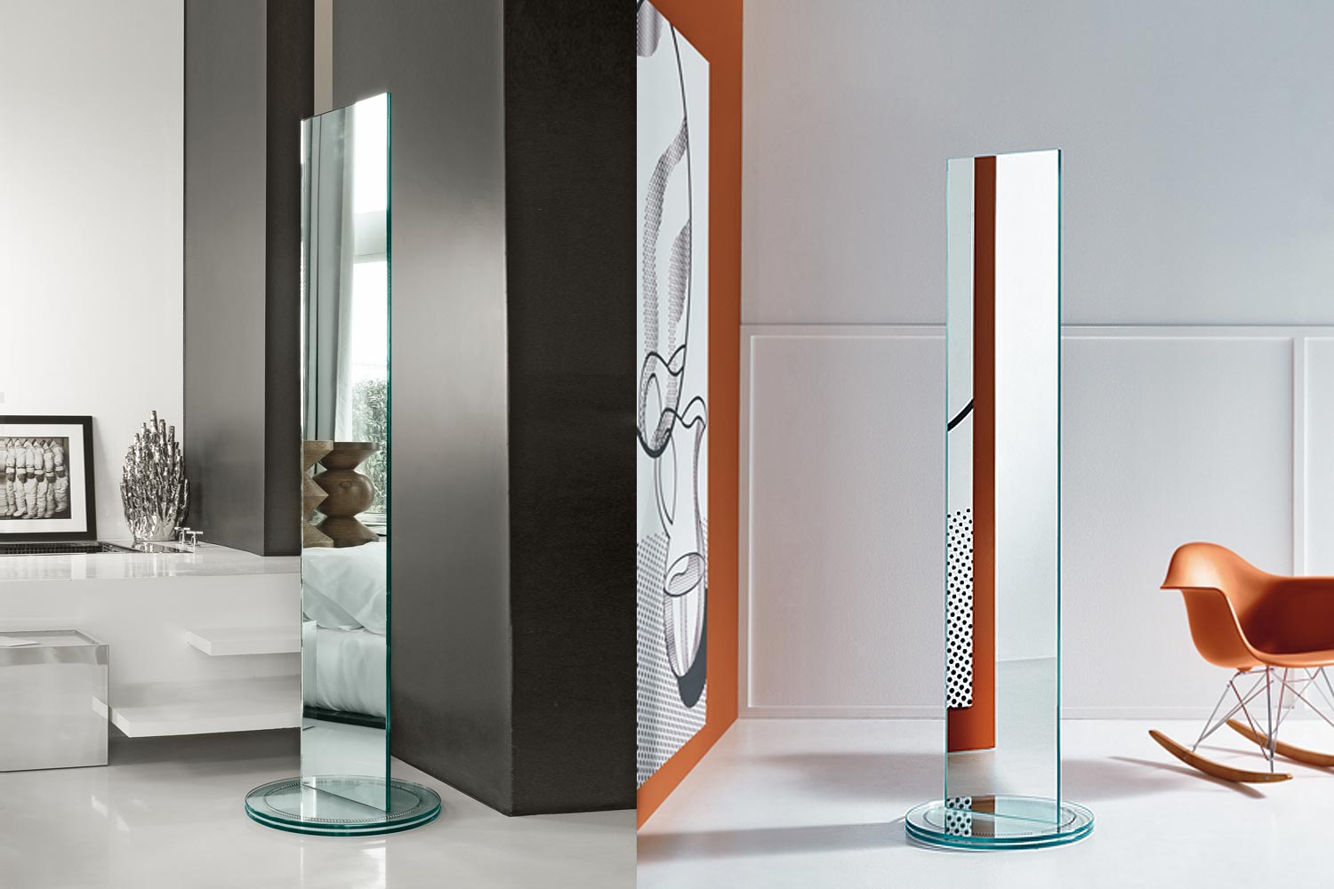 Soglia free standing rotating mirror by Tonelli
