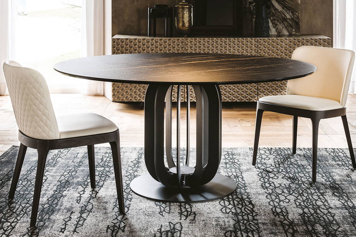 Soho Keramik dining table with Magda Couture chair by Cattelan Italia Soho Keramik dining table with Magda Couture chair by Cattelan Italia