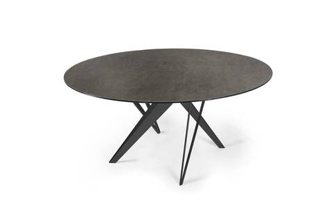 Somnia Fixed Dining Table by Naos (fokos piombo ceramic top, and matte black base)