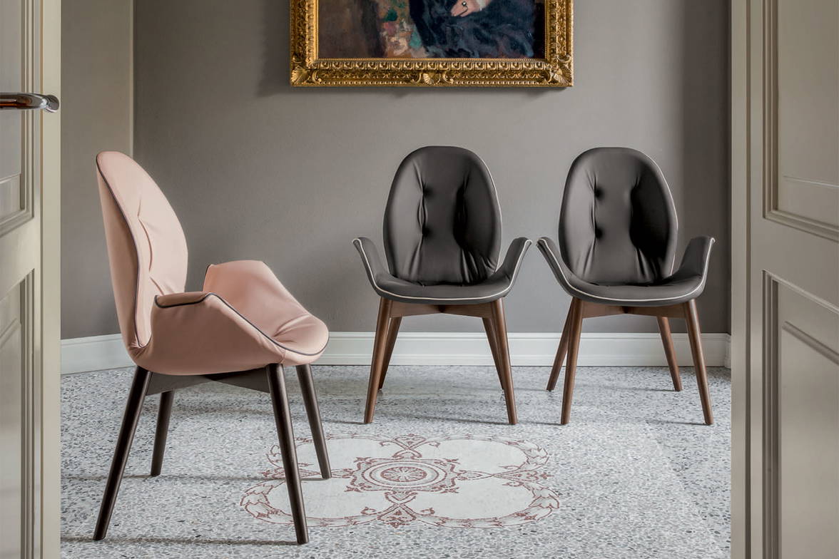 Sorrento armchairs with dark oak legs by Tonin Casa Sorrento armchairs with dark oak legs by Tonin Casa