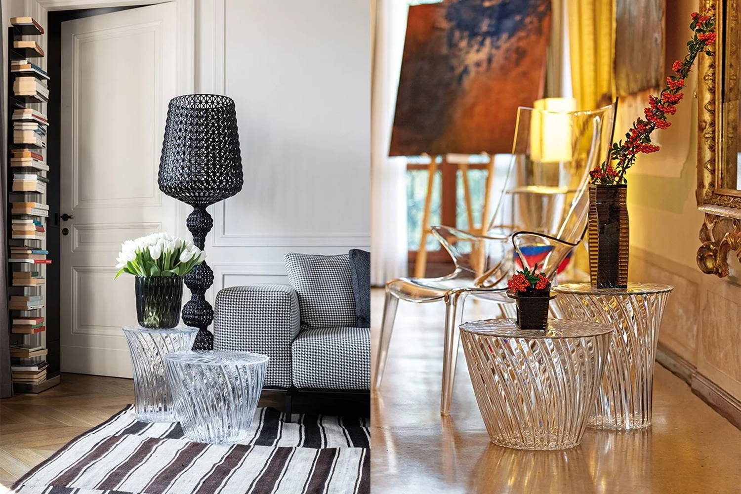 Sparkle end tables quickship with Sparkle stools