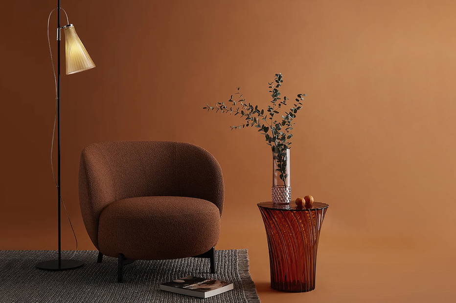 Sparkle Stool with the Lunam armchair and K-Lux floor lamp 
