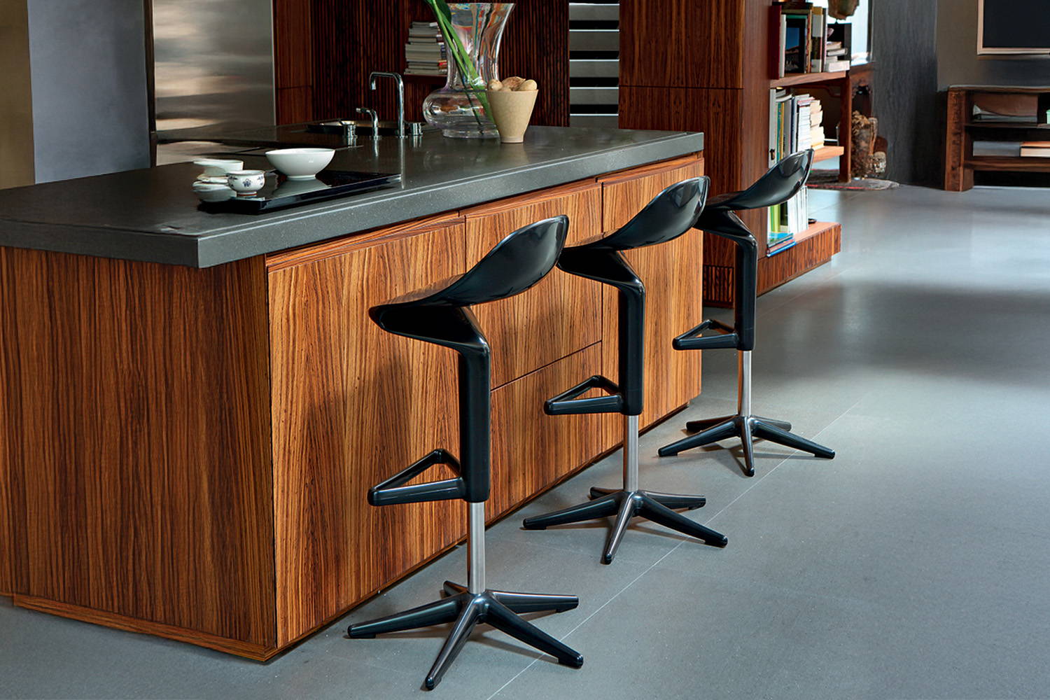 Spoon Bar Stool in home bar setting 