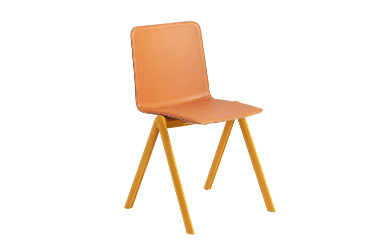 Stack Hard Leather Dining Chair, angled view