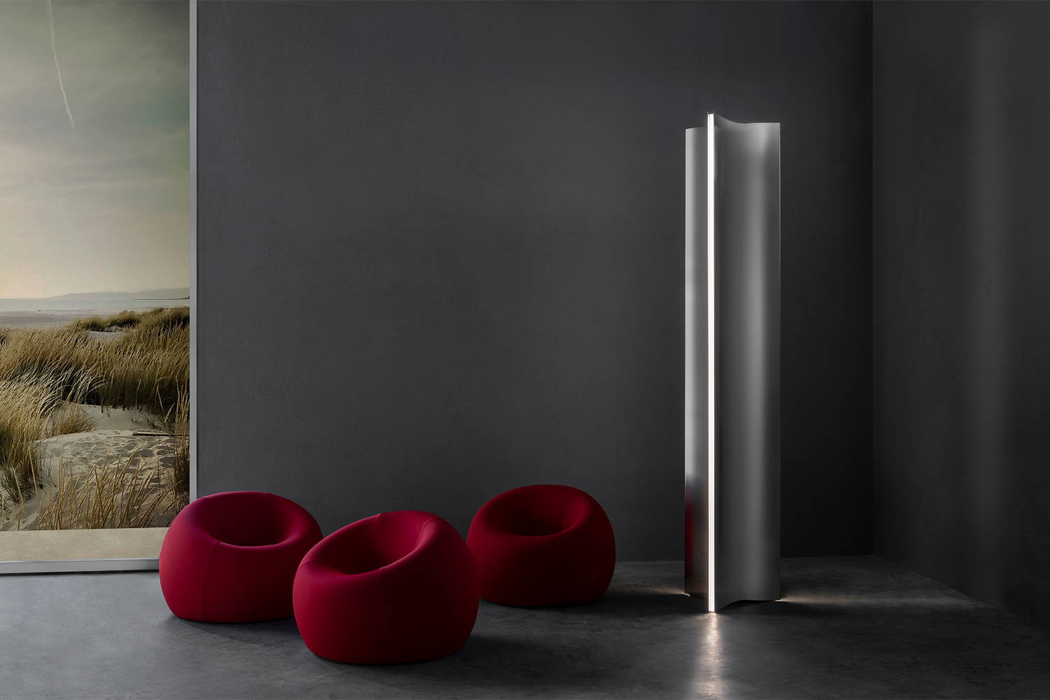 Stanley Floor Lamp by Terzani in a living room corner