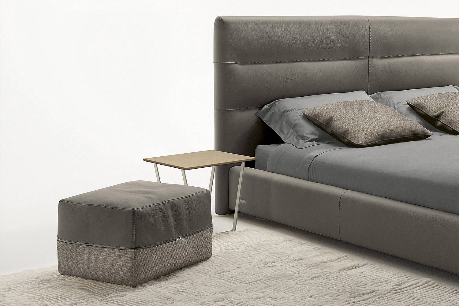 Zipper rectangle ottoman (dual-tone upholstery)
