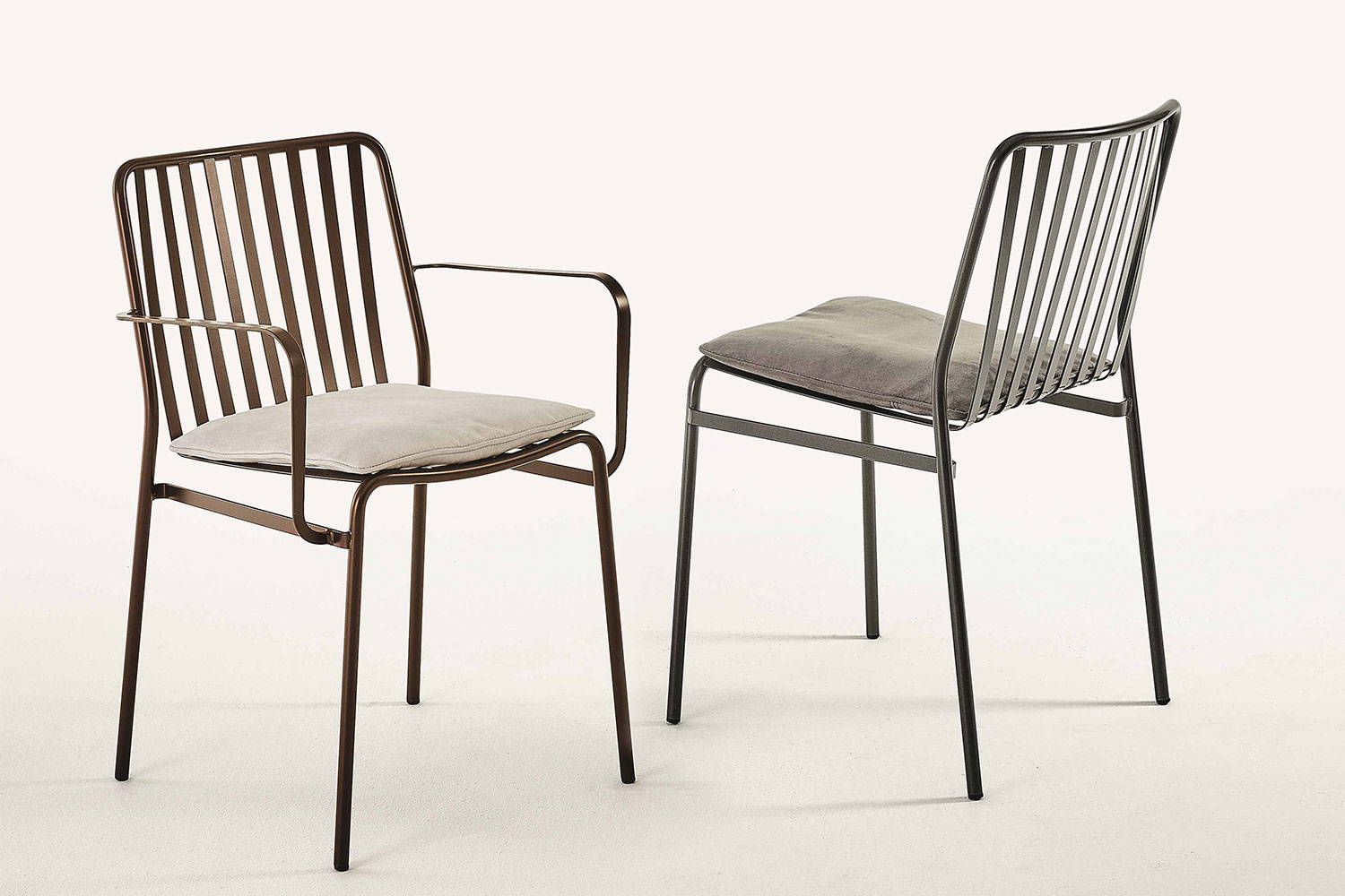 Arm chair and side chair versions of the Street dining chair