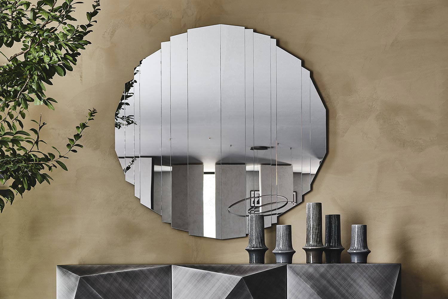 Stripes mirror with Kayak sideboard by Cattelan Italia