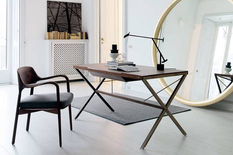 Stylo wood office desk with Ella dining chair by Porada