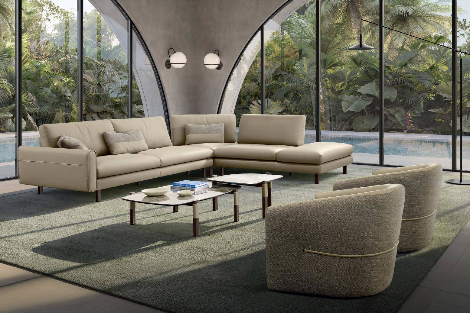 Summer Corner Sectional Sofa with Peninsula Quickship