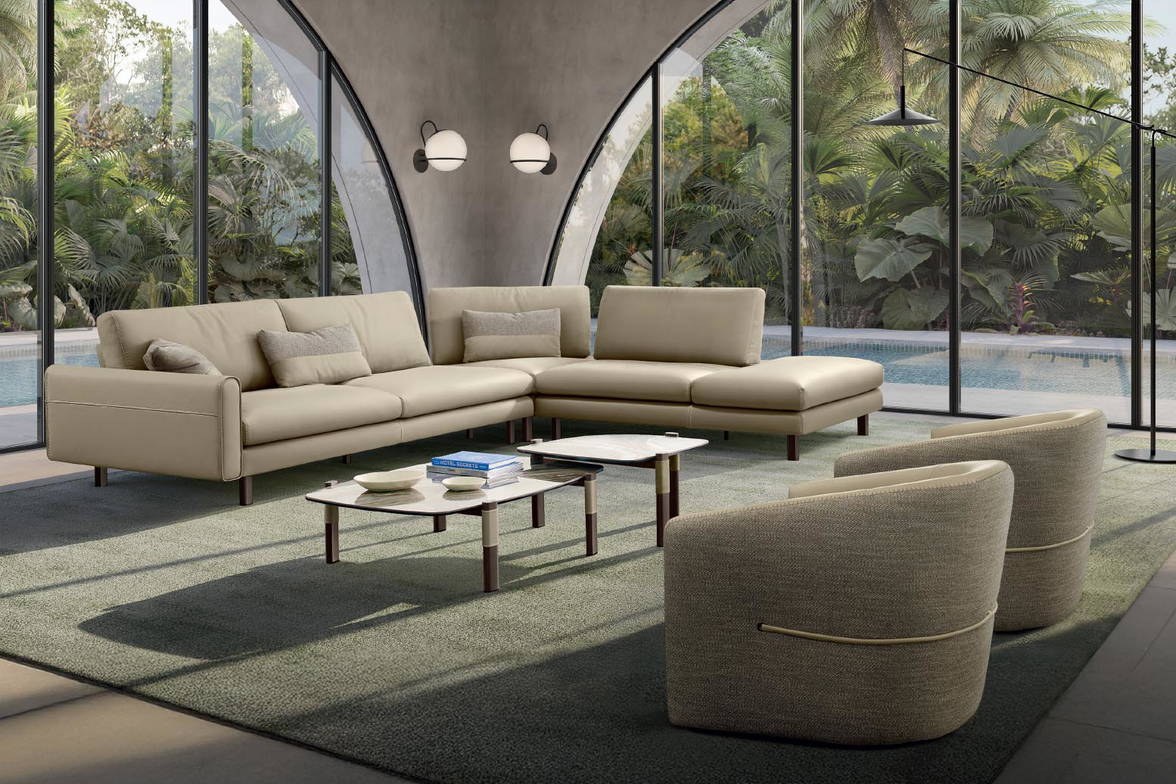 The Summer corner sectional sofa with peninsula with Lady Sharon armchairs The Summer corner sectional sofa with peninsula with Lady Sharon armchairs
