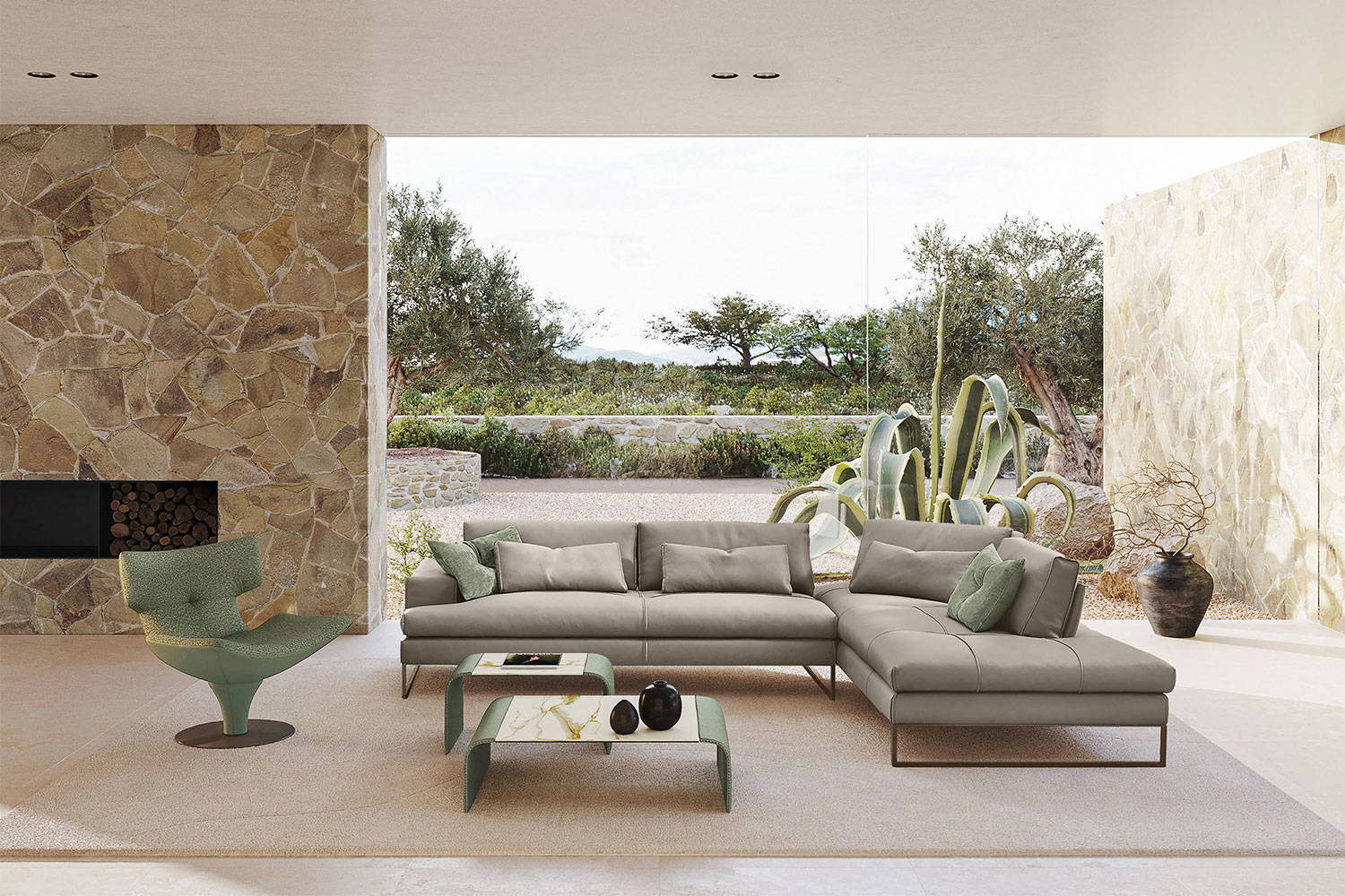 The Sunset Corner Sectional Sofa with Peninsula by by Gabriele Ghetti for Gamma Arredamenti.