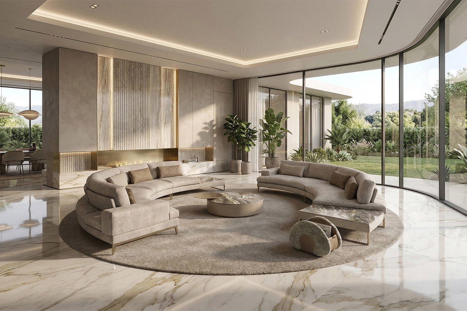 Sunset Curved Sectional Sofa with End Table