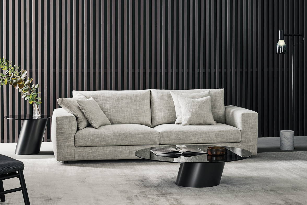 The Superhiro sofa with Pisa coffee and end tables. The Superhiro sofa with Pisa coffee and end tables.