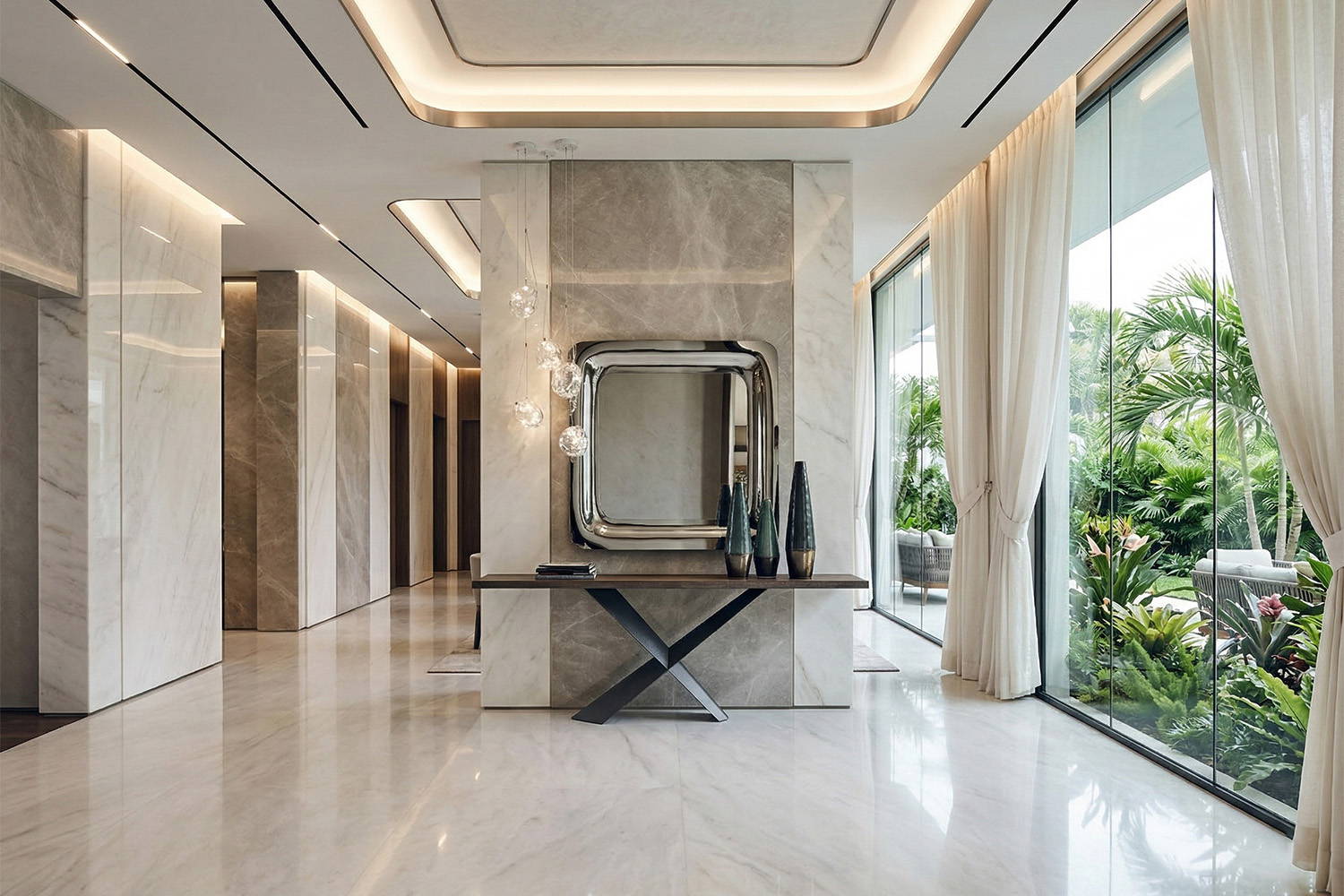 The Terminal console table with the Glenn mirror.