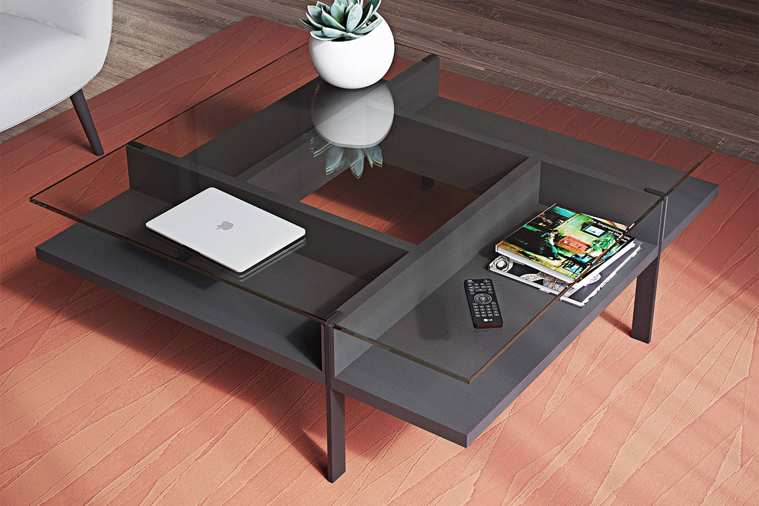 Terrace Coffee Table with polished tempered glass