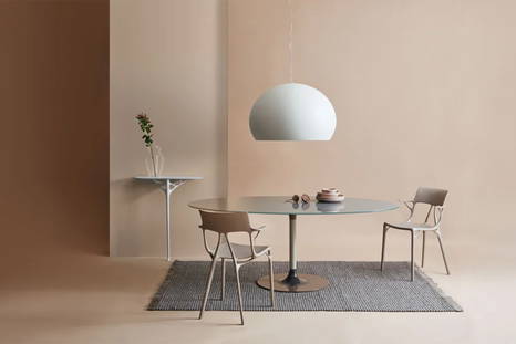 Thierry XXL Dining Table with the A.I. Dining chairs and A.I. Console Table