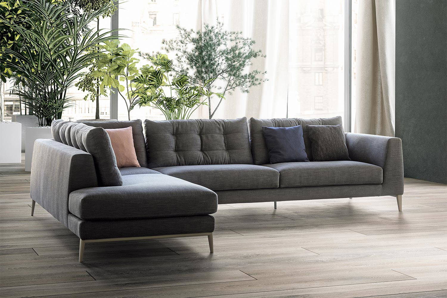 Time corner sectional sofa with peninsula by Pianca