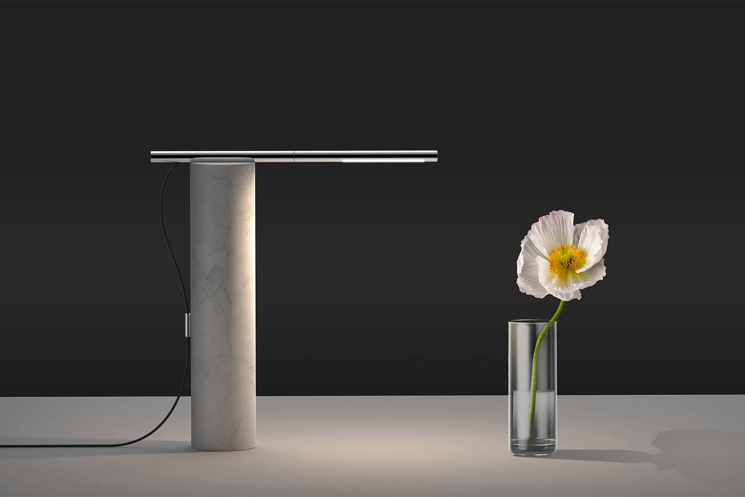 TO table lamp in in Carrara White and Chrome finishes