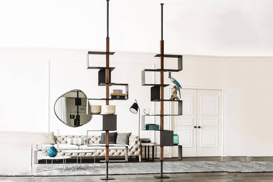 Tokyo floating bookcases by Cattelan Italia in a living area setting 