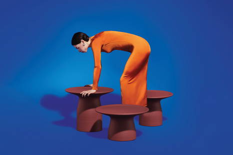 Woman with Totino End Tables