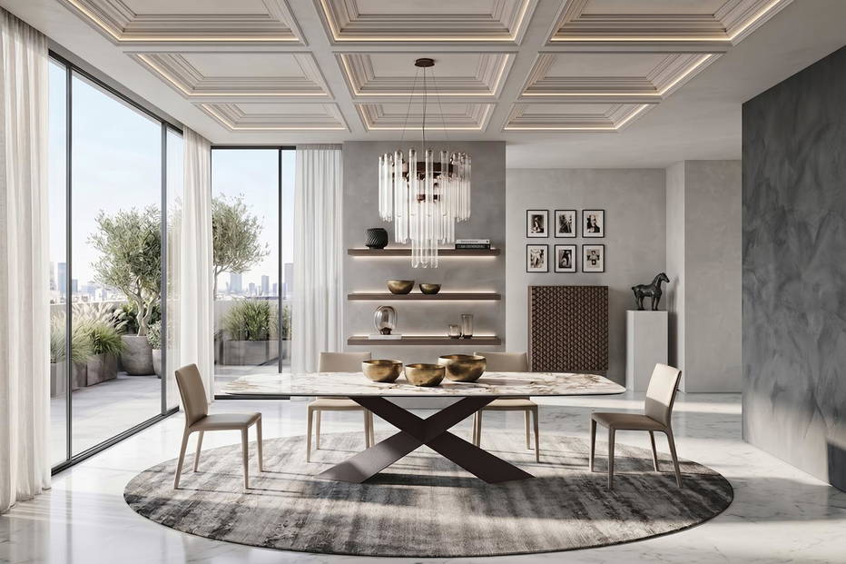 Tyron Keramik Dining Table Quickship