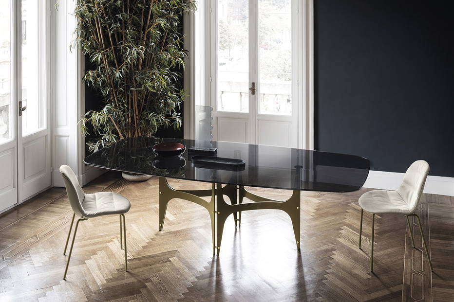 Universe barrel dining table designed by Bernhardt & Vella for Bontempi Casa