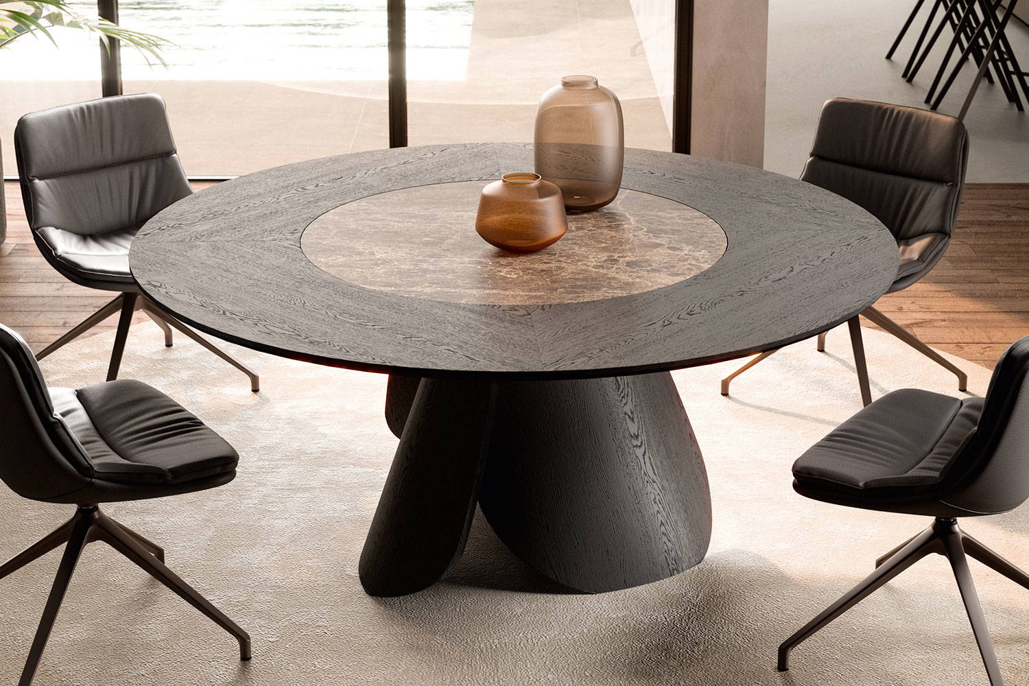 Veliero Swivel Dining Table by Ozzio Italia