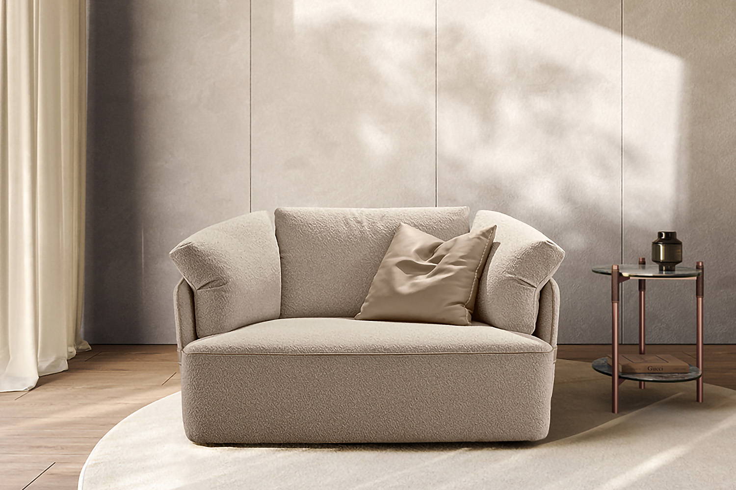 The Veronica Swivel Armchair with the Cruise end table.