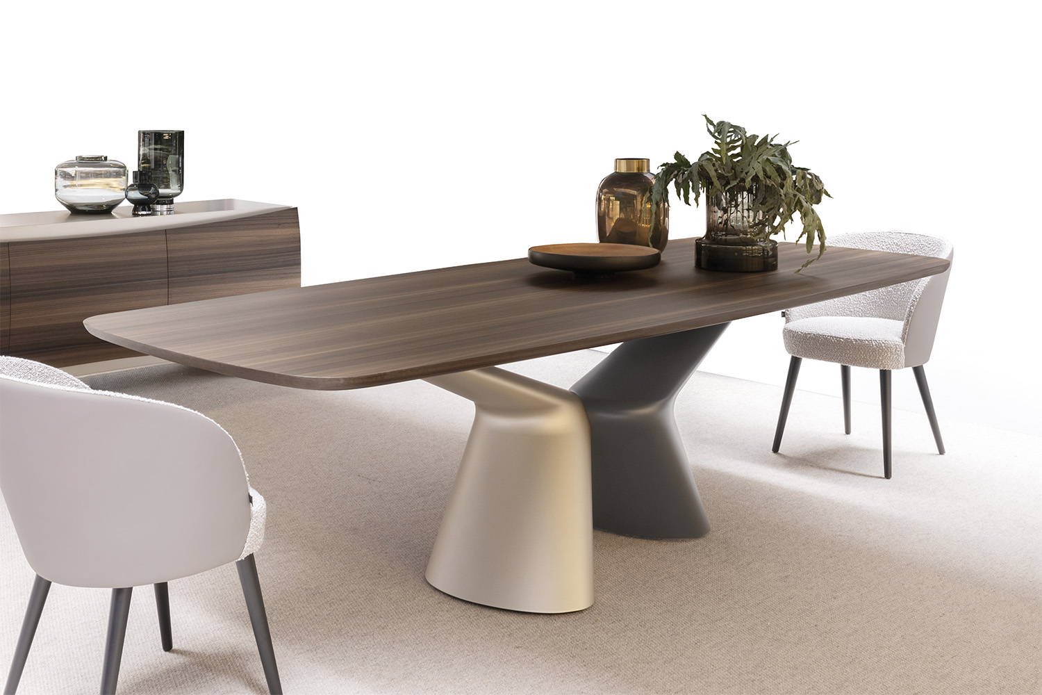 The Victor dining table with Evia Dining Chairs