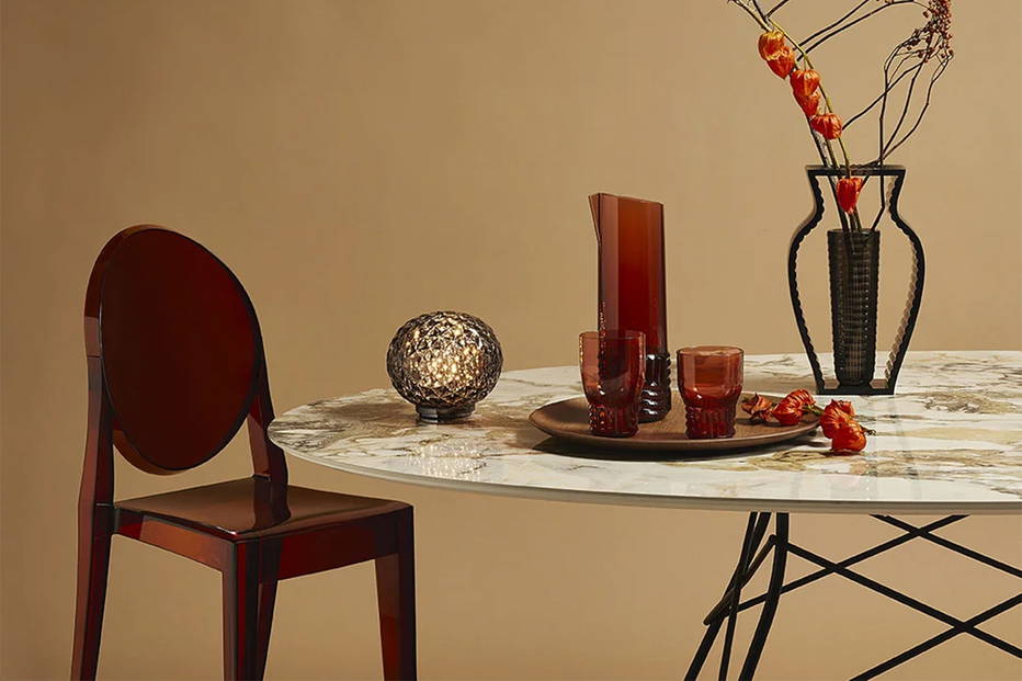 Victoria Ghost dining chair by Kartell in amber finish