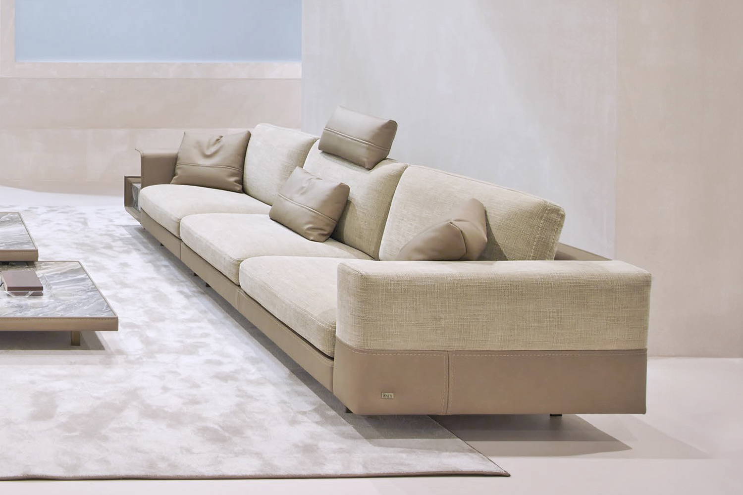 Vincent XL Dual-Tone Sofa with table by Gamma.