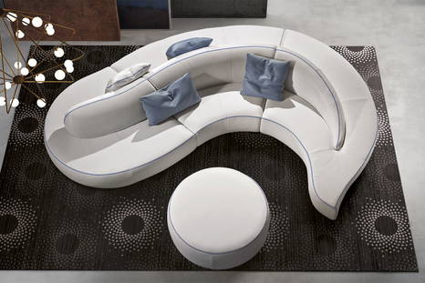 Wave curved sofa "Option 15" with optional ottoman available on request