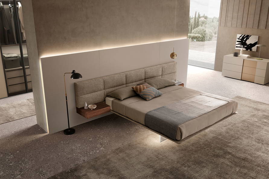 Wing Capitone Bed with Nightstands