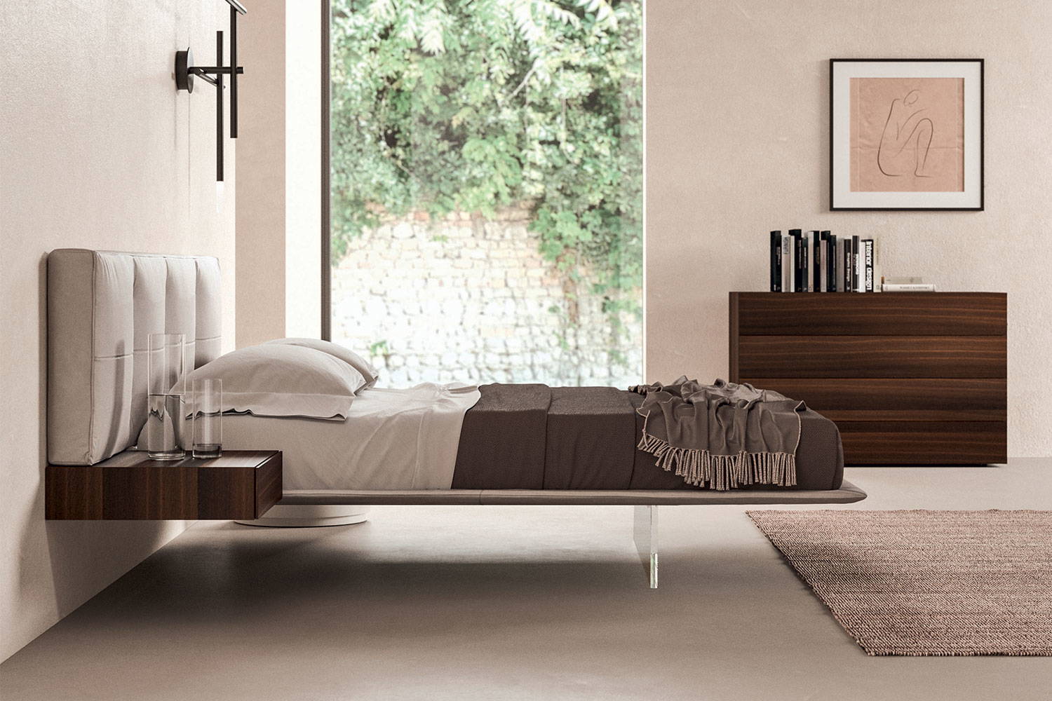 Side view of the Wing Bed by Presotto Italia.
