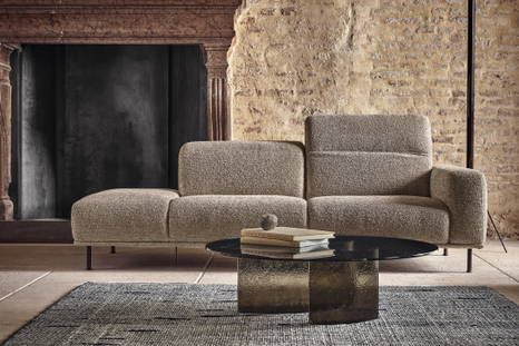 The Wing Sofa With Peninsula with the Berger Coffee Table.