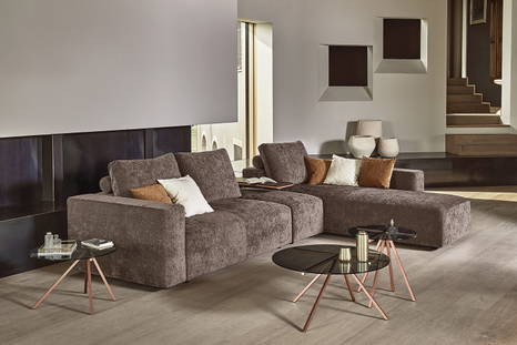 Zenit Wall sectional sofa with chaise designed by Andrea Arena for Bontempi Casa