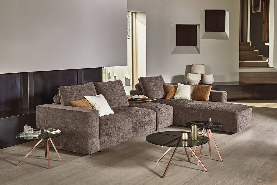 Zenit Wall sectional sofa with chaise designed by Andrea Arena for Bontempi Casa
