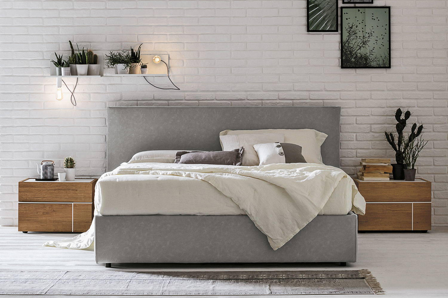 Zeno bed with Hashtag nightstands by Tomasella