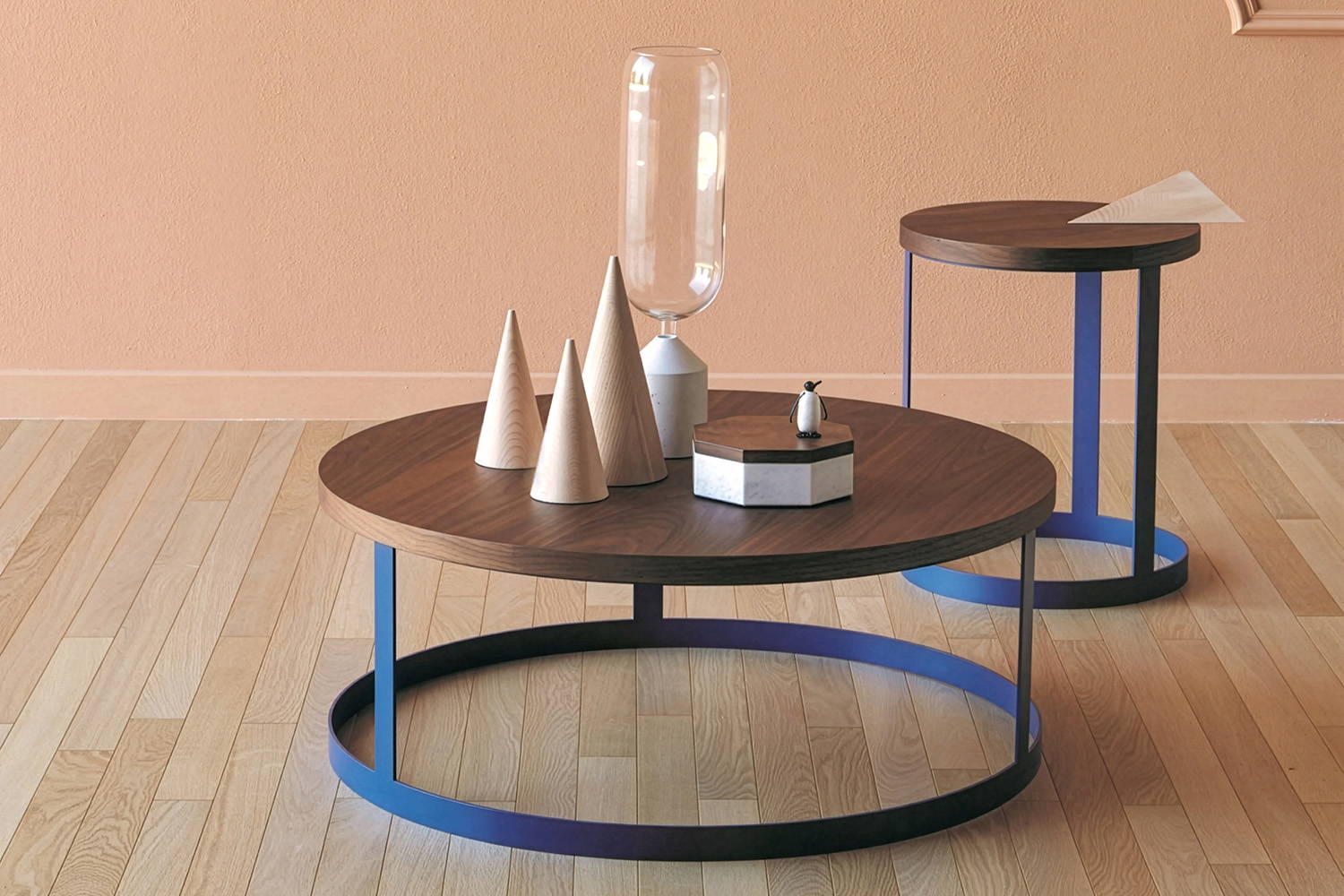 Zero Coffee Table is available with the steel-sheet frame in matte lacquered finishes