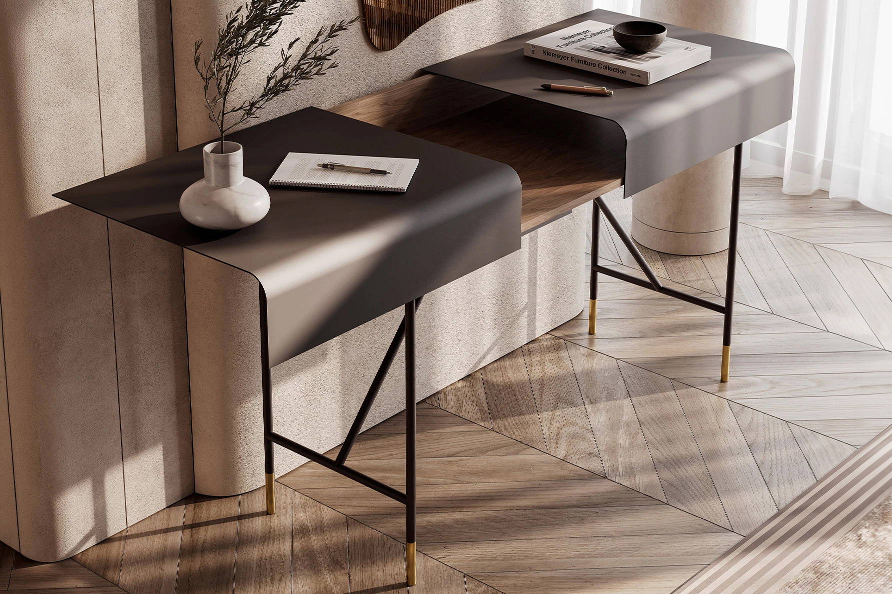 Ziggy Desk with open extensions